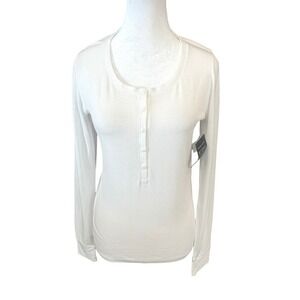 NWT! Rag & Bone White Ribbed Long Sleeved Henley‎ Top Medium